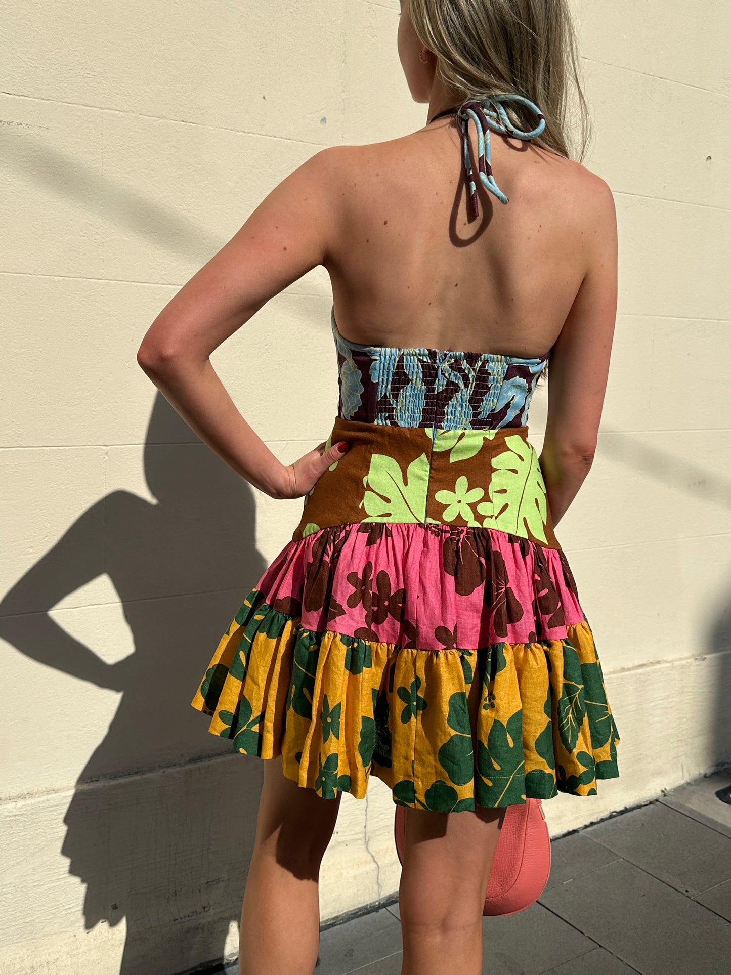 Alamais Multi Print Halter Mini Dress Size 6
