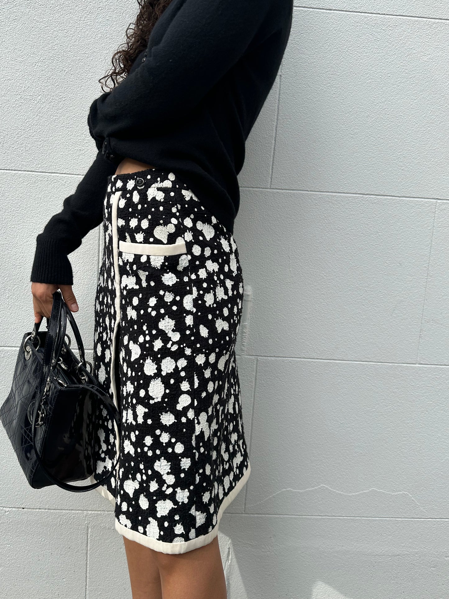 Chanel Black/White Spot Skirt Size 36