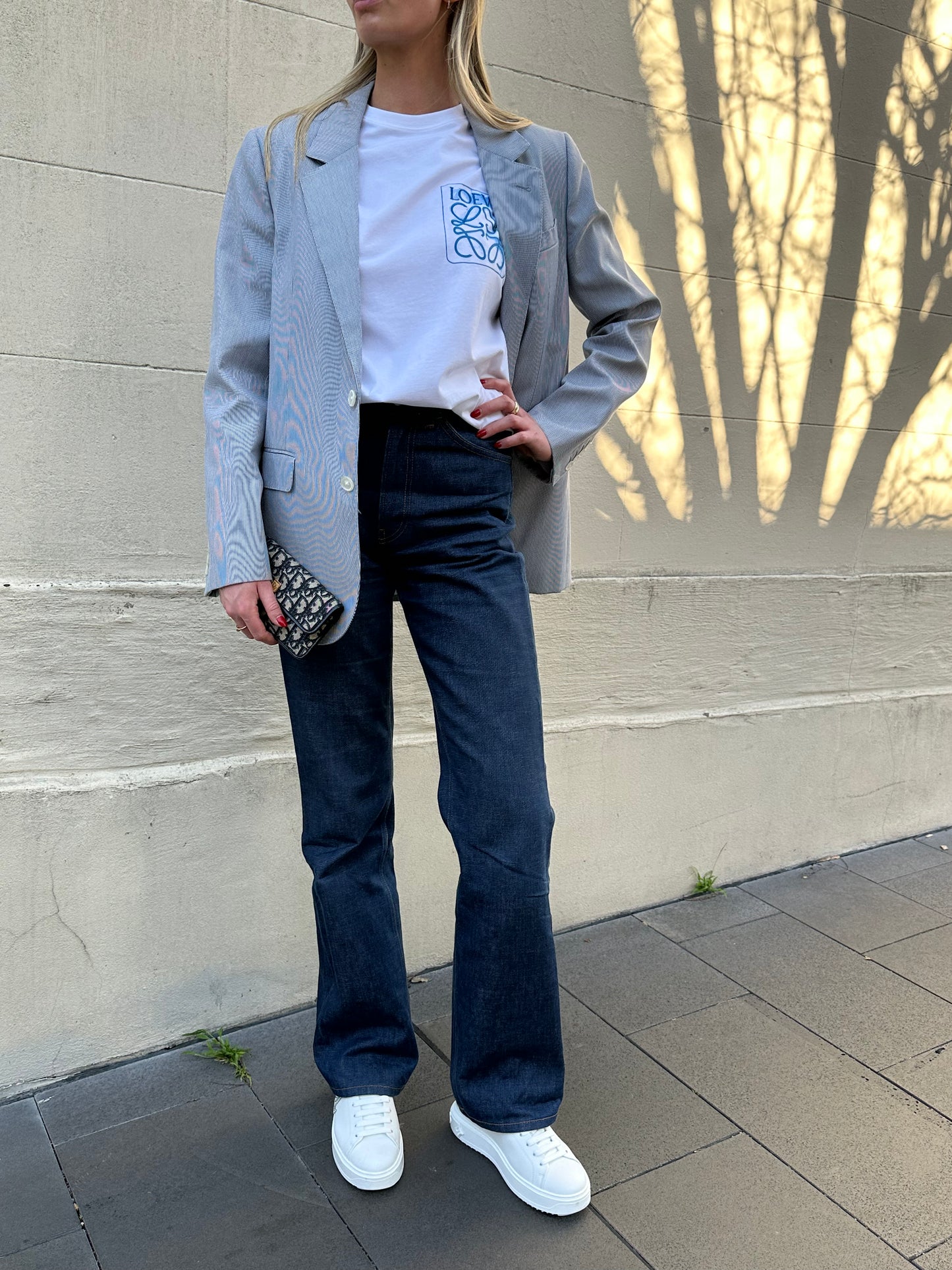 Loewe White Blue Logo T Shirt Size S