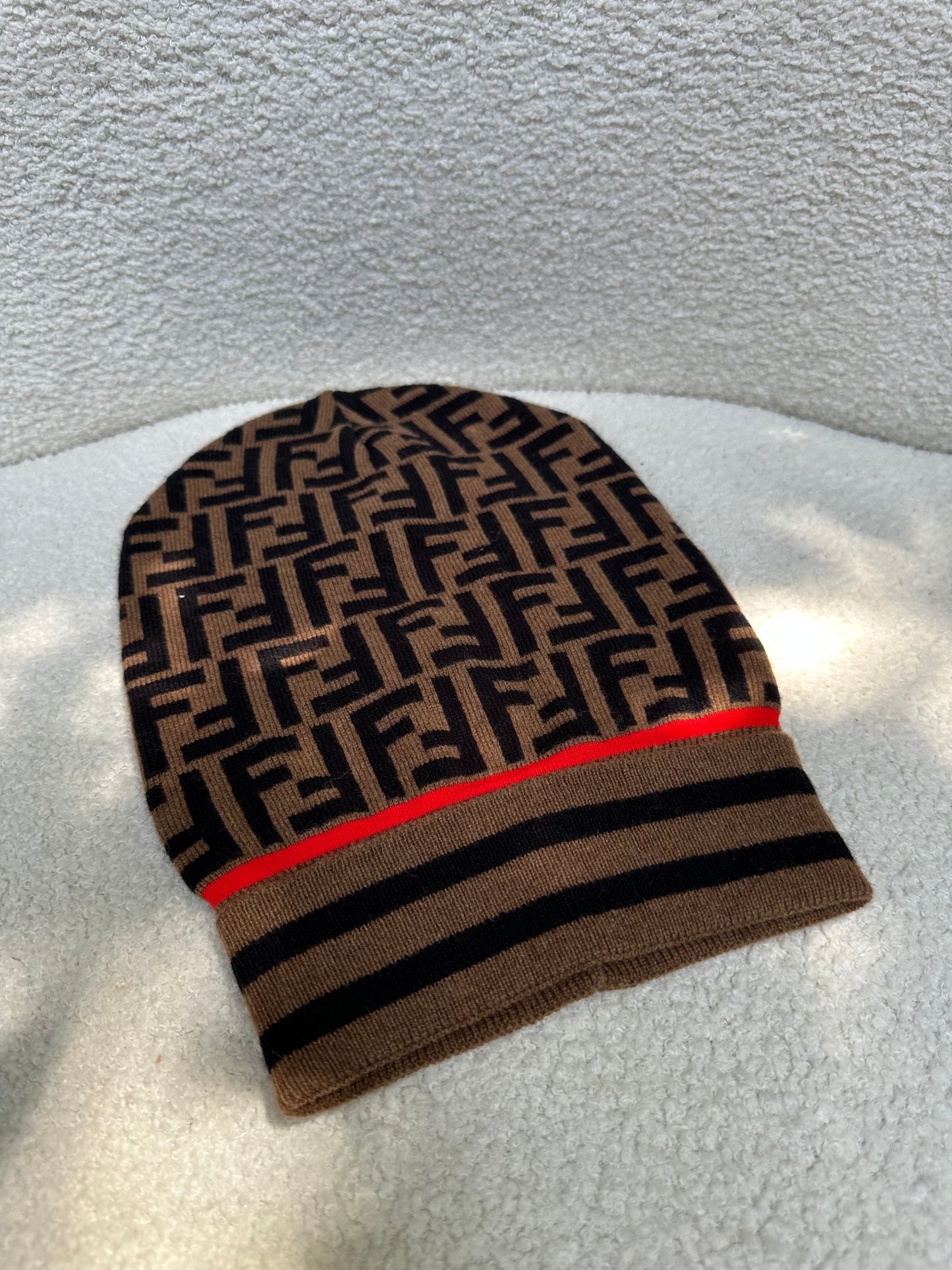 Fendi Brown Logo Beanie Size OS