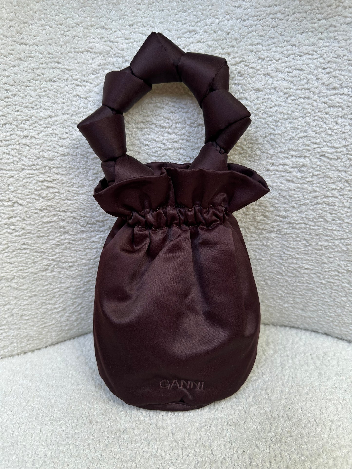 Ganni Brown Satin Bag