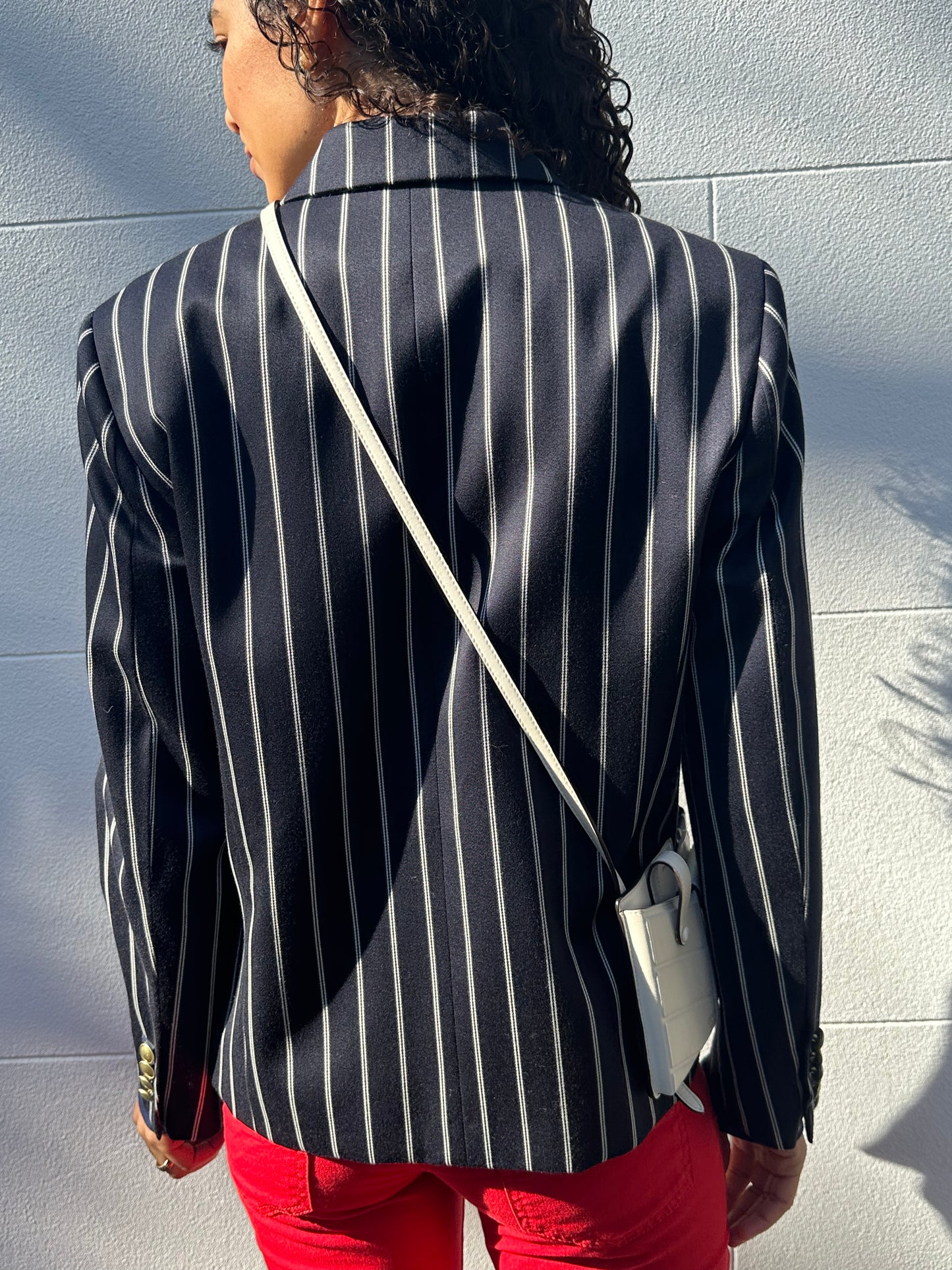 Victoria Beckham Navy Pinstripe Jacket Size 8