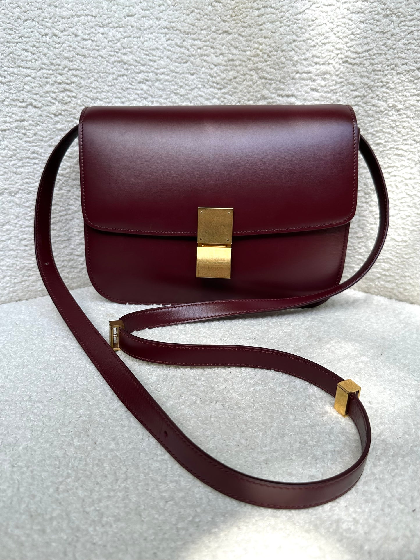 Celine Burgundy Box Bag