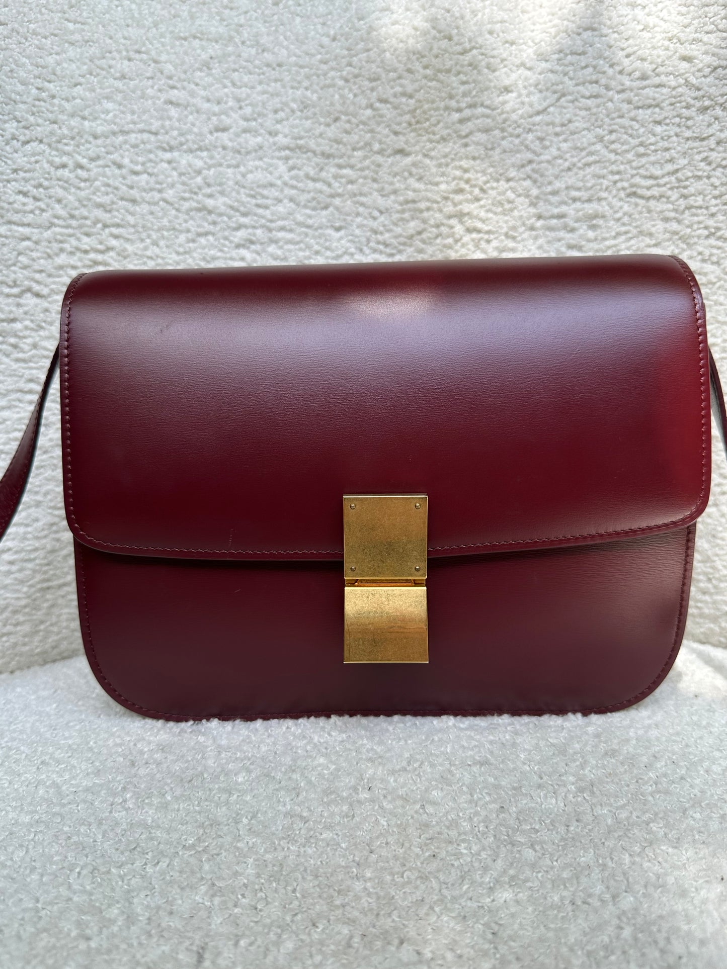 Celine Burgundy Box Bag