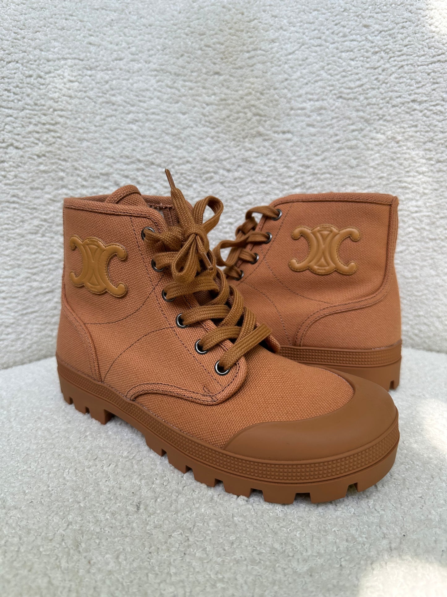 Celine Canvas Tan Boots Size 36