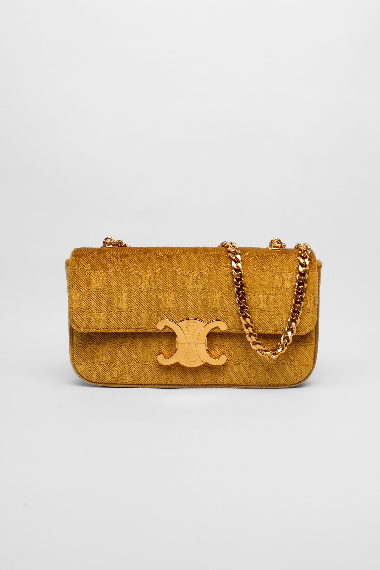Celine Gold Velvet Triomphe Bag