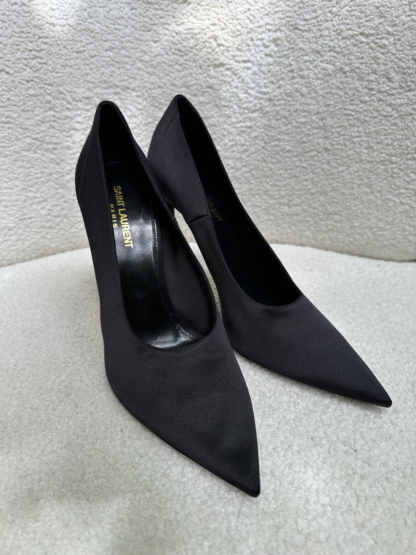 Saint Laurent Black Satin Pumps Size 40.5
