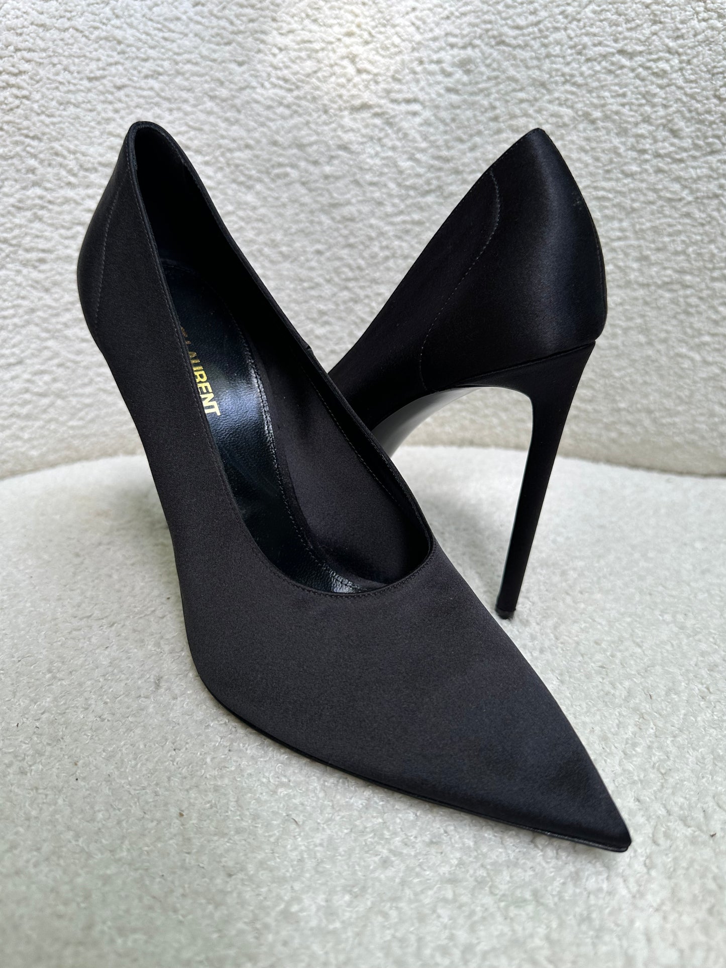 Saint Laurent Black Satin Pumps Size 40.5