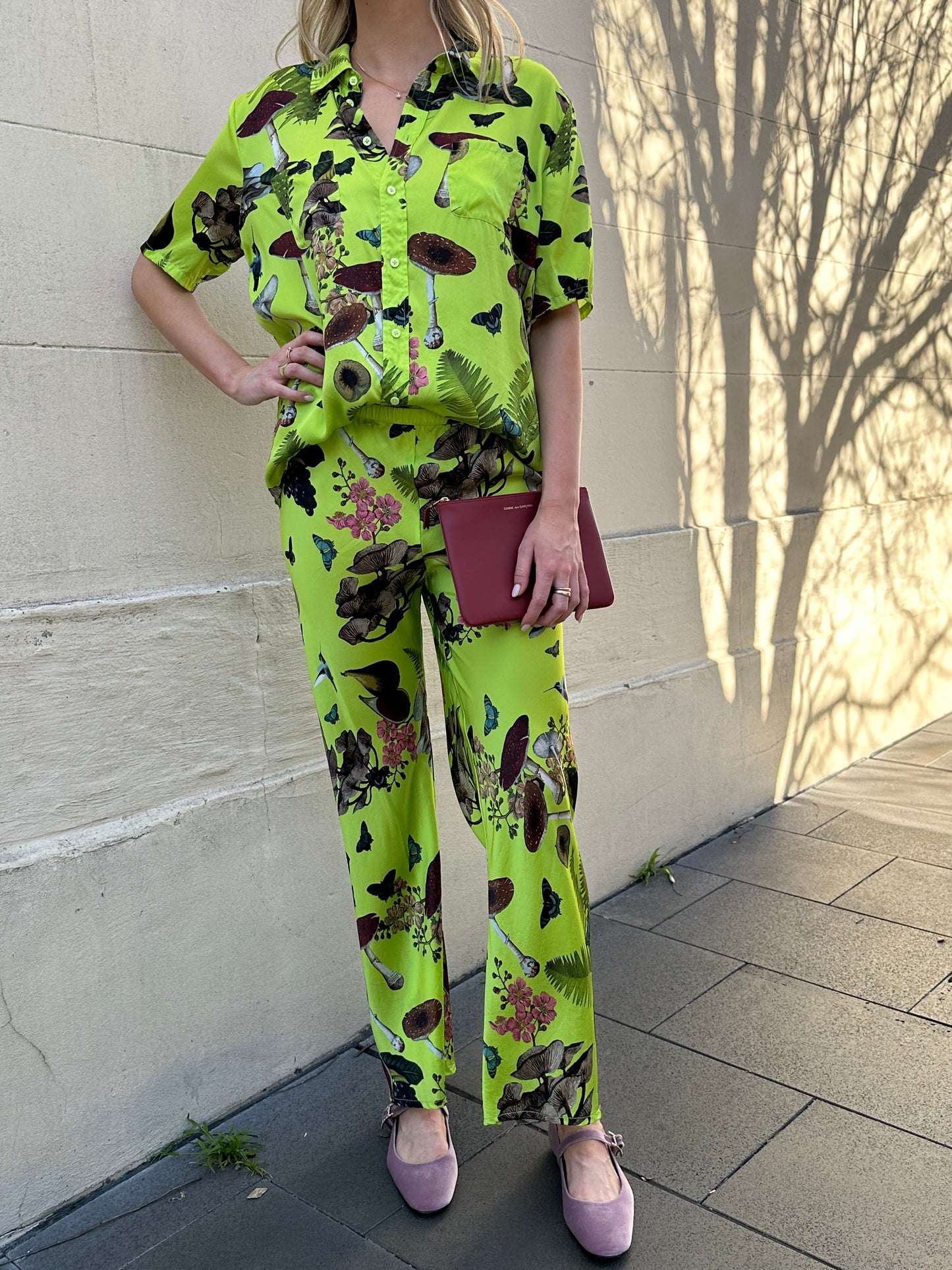 Silk Laundry Lime Print Silk Set Size XS
