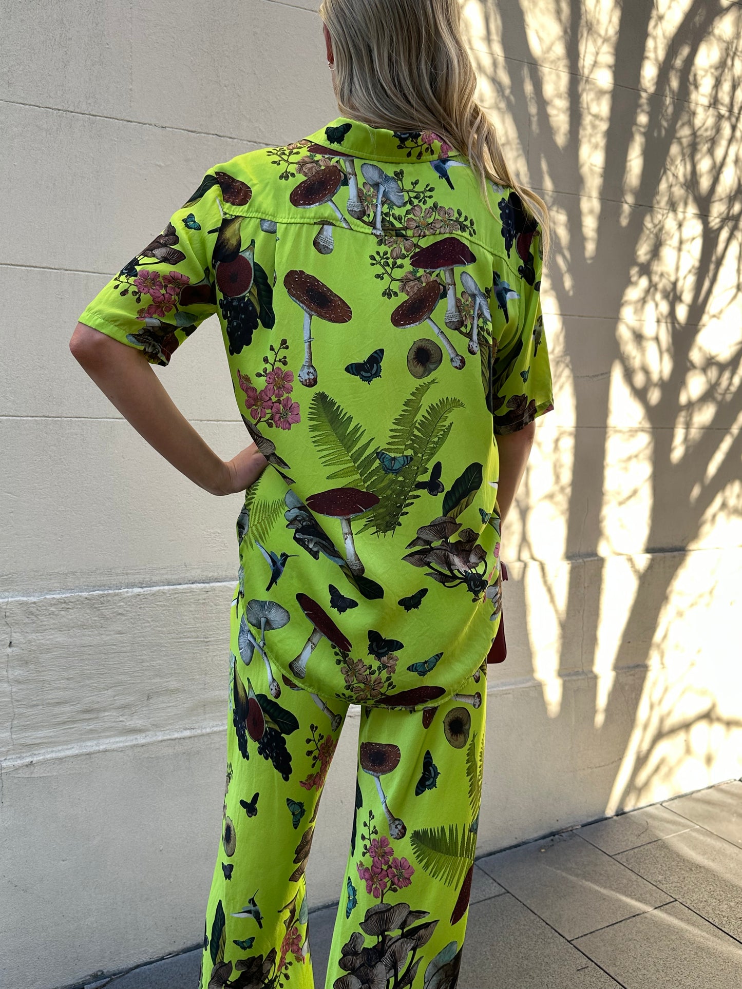 Silk Laundry Lime Print Silk Set Size XS
