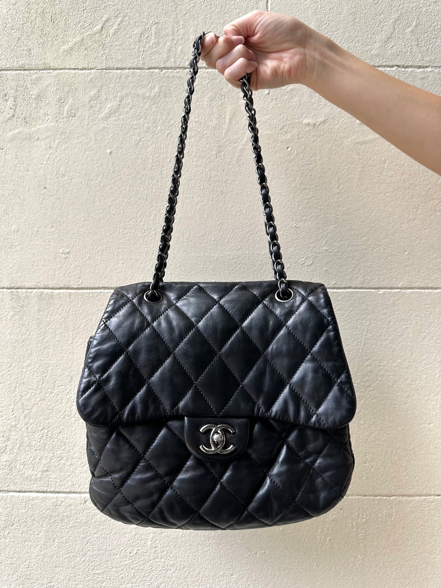 Chanel Accordion Black Flap Bag