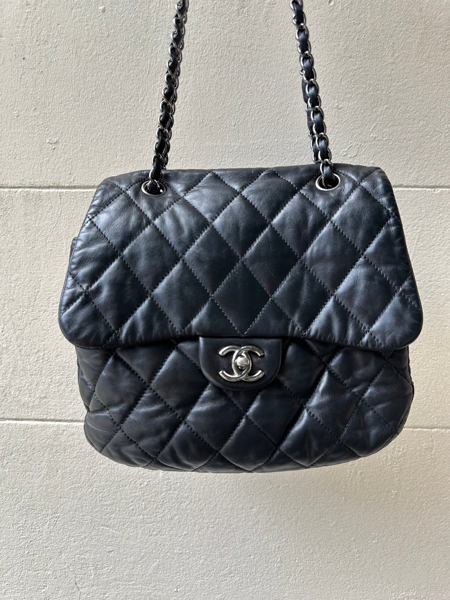 Chanel Accordion Black Flap Bag