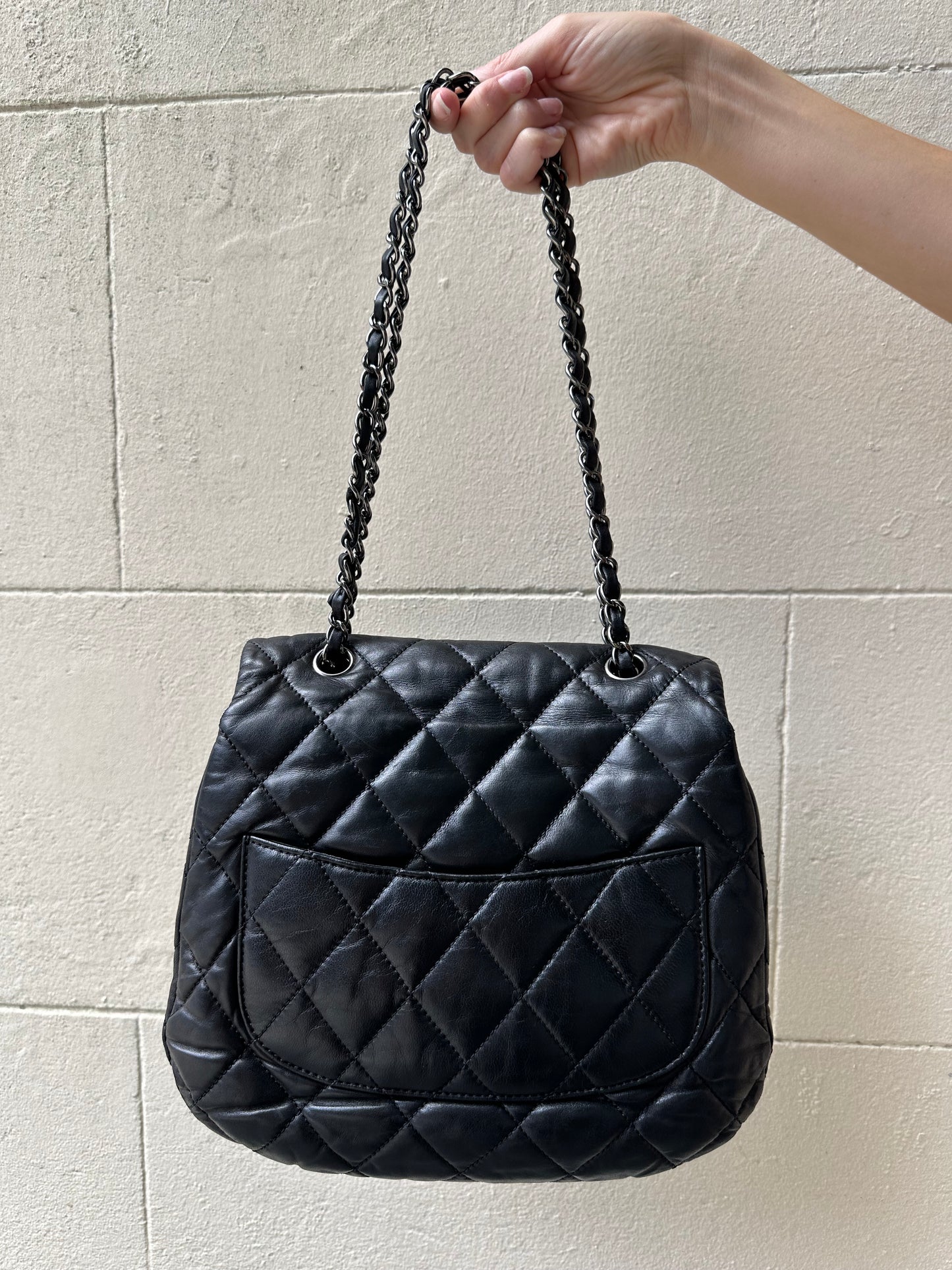 Chanel Accordion Black Flap Bag