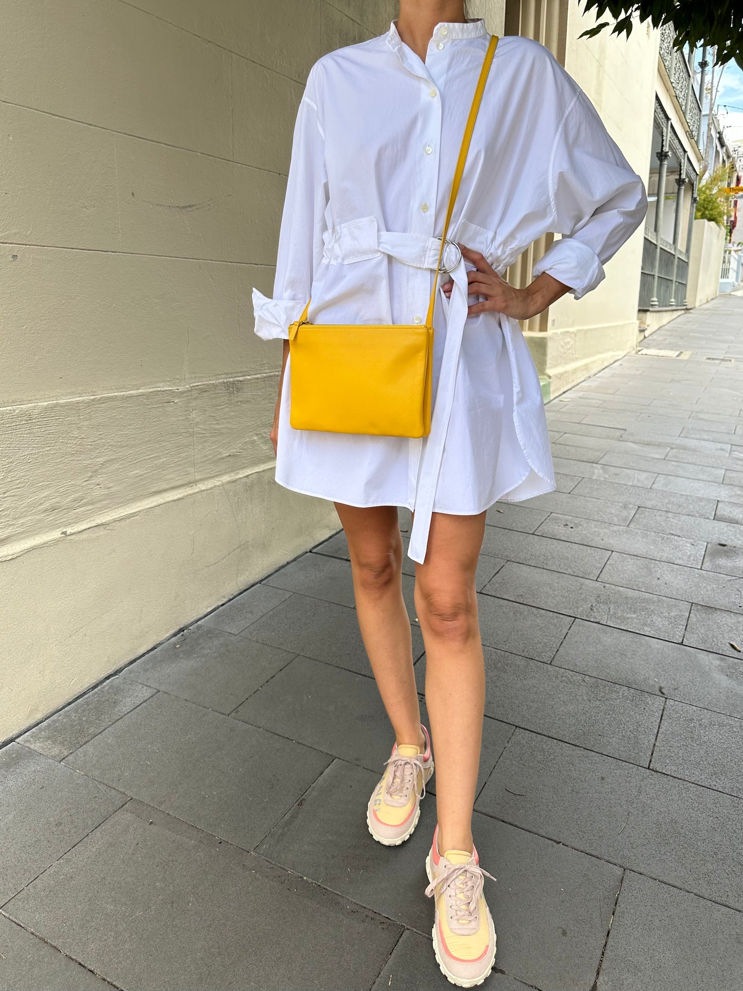 Celine White Belt Shirt Dress Size 44