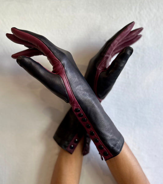 Alaia black burgundy gloves