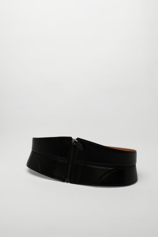 Alaia Wide Black Leather Belt SIZE 75