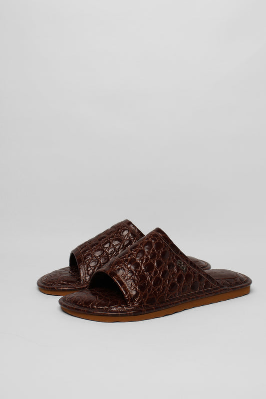 By far Brown Croc Slides Size 40