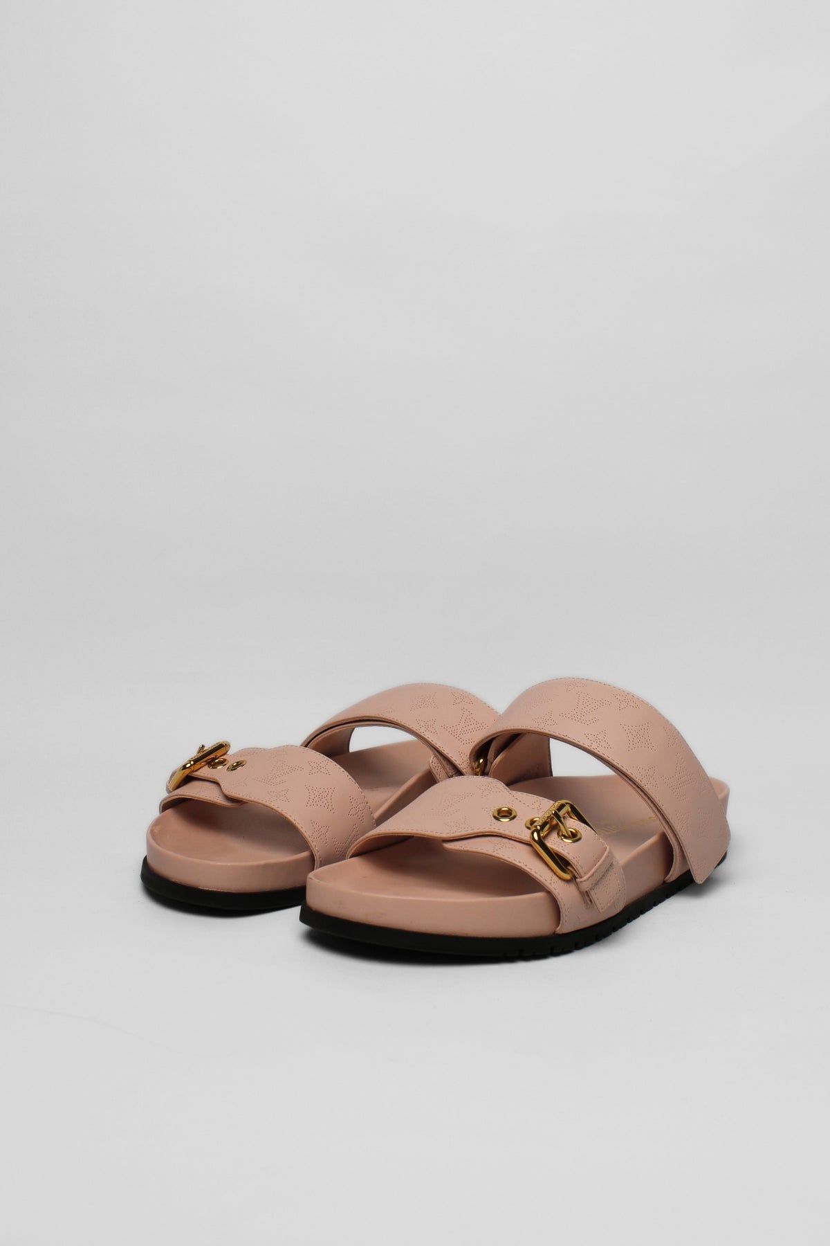 Louis Vuitton Pink Logo Slides Size 36.5
