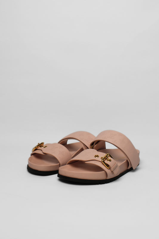 Louis Vuitton Pink Logo Slides Size 36.5