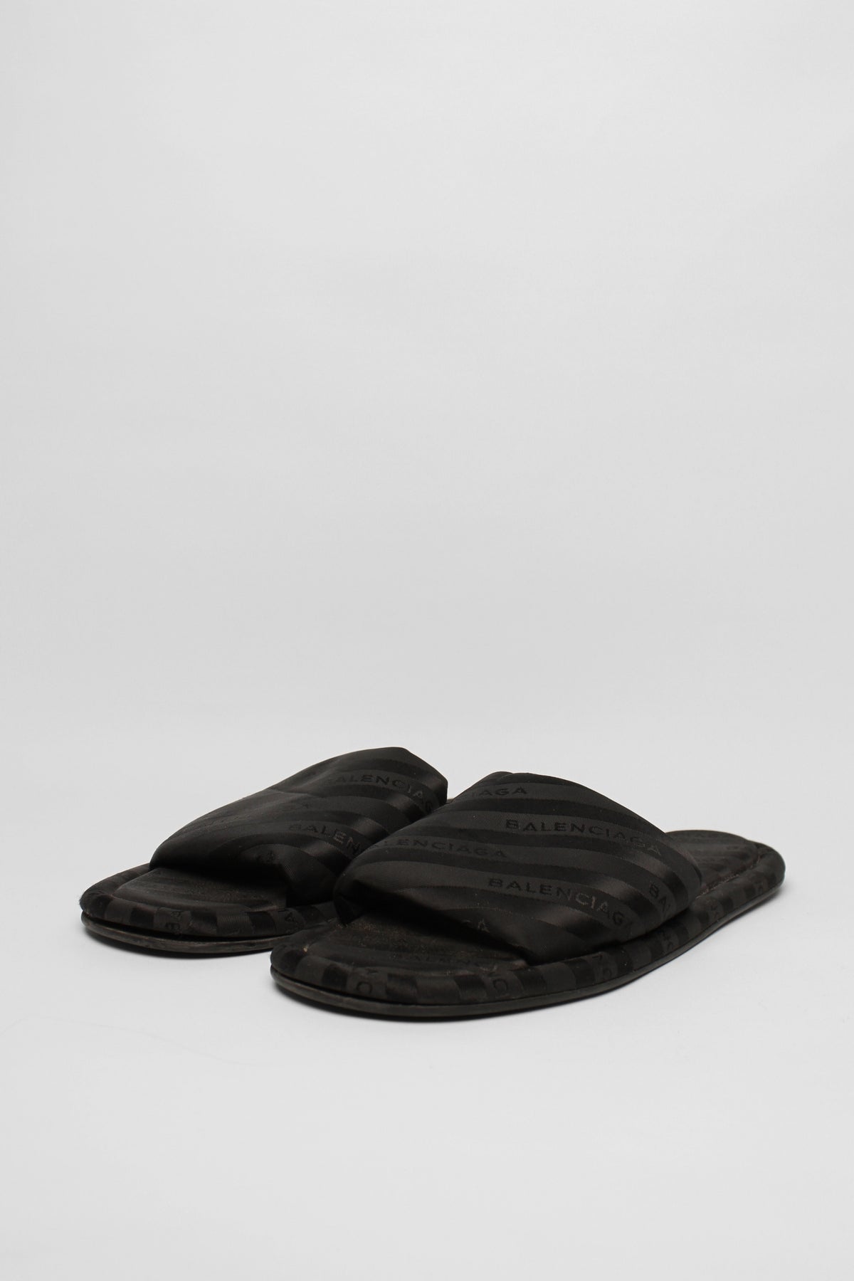 Balenciaga Black Satin Slides Size 40