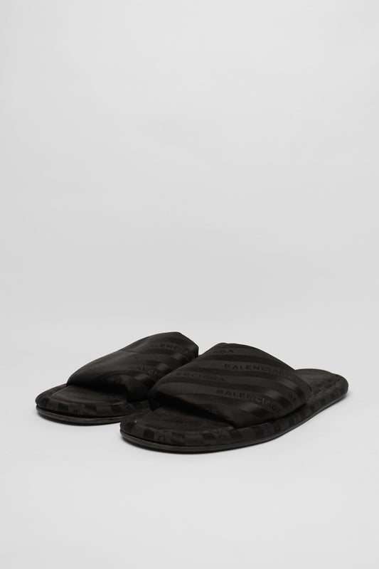 Balenciaga Black Satin Slides Size 40