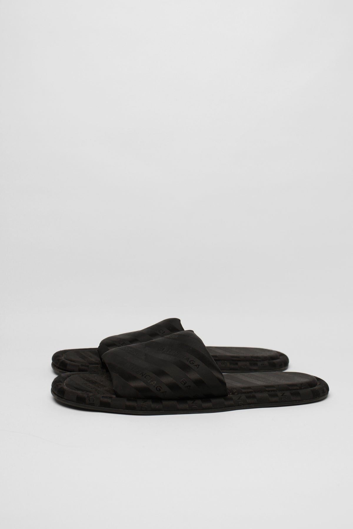 Balenciaga Black Satin Slides Size 40