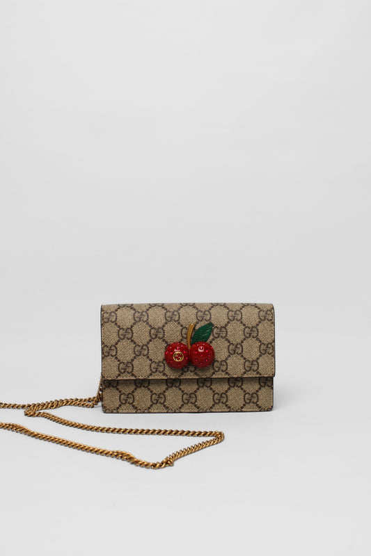 Gucci Cherry GG Supreme Mini Chain Bag