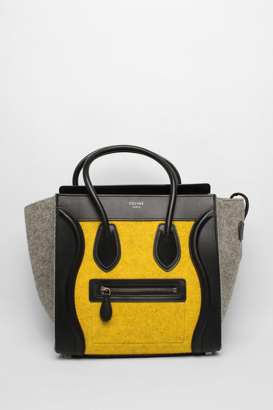 Celine Yellow Felt Luggage Bag