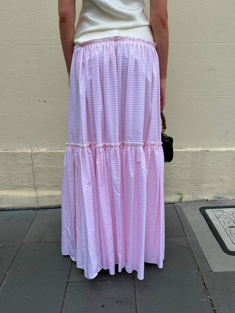 Chanel Pink Stripe Skirt Size 38