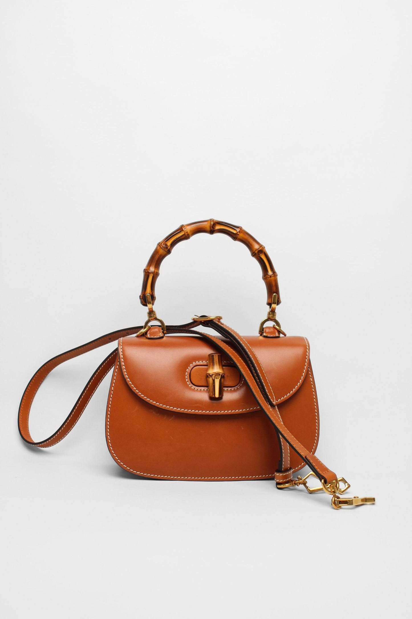 Gucci Bamboo Strap Tan Bag