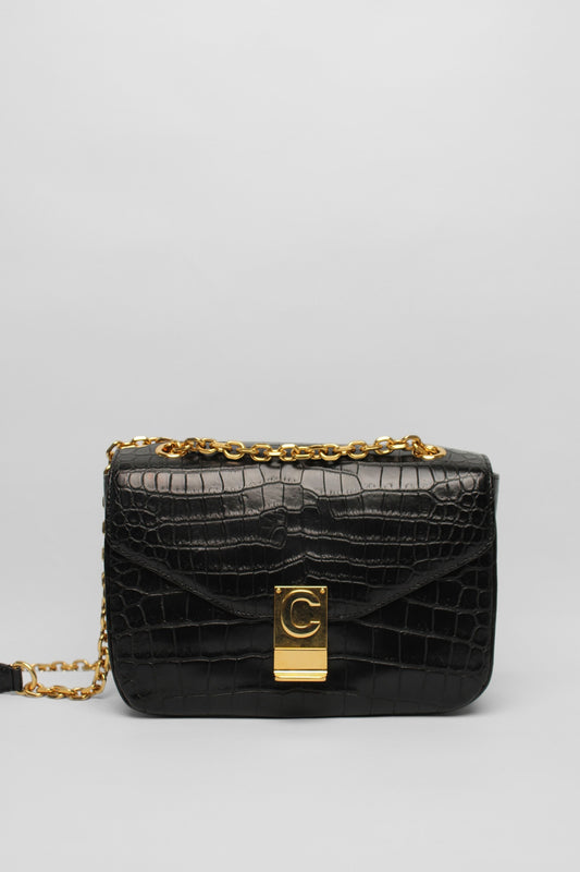 Celine Black Croc Box Bag