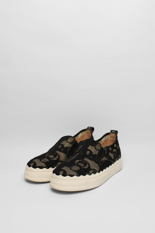 Chloe Black Lace Sneaker Size 38