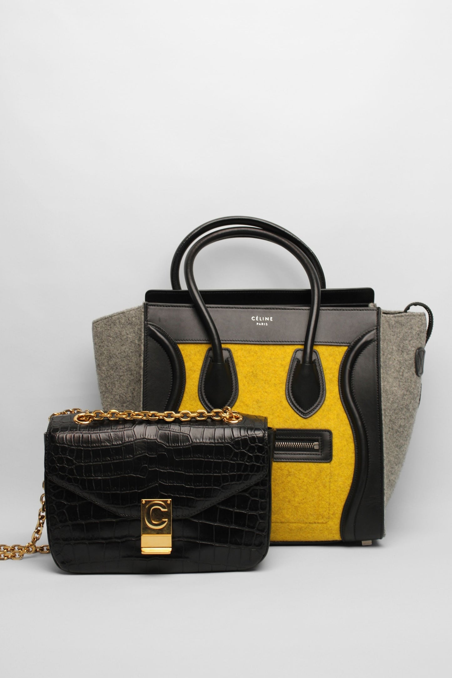 Celine Black Croc Box Bag