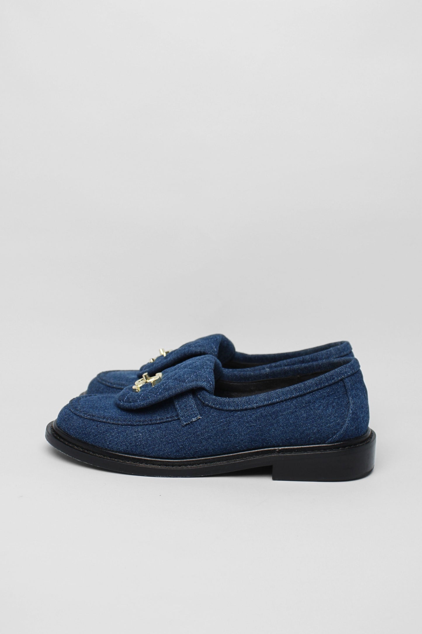 Chanel Denim CC Turnlock Loafers Size 38