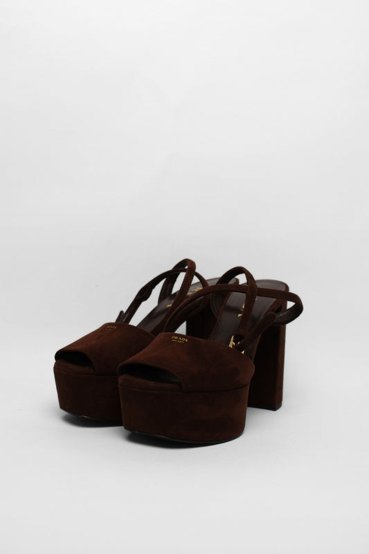 Prada Brown Suede Platforms Size 36