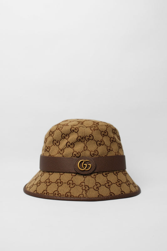 Gucci Monogram Leather Trim Hat Size S