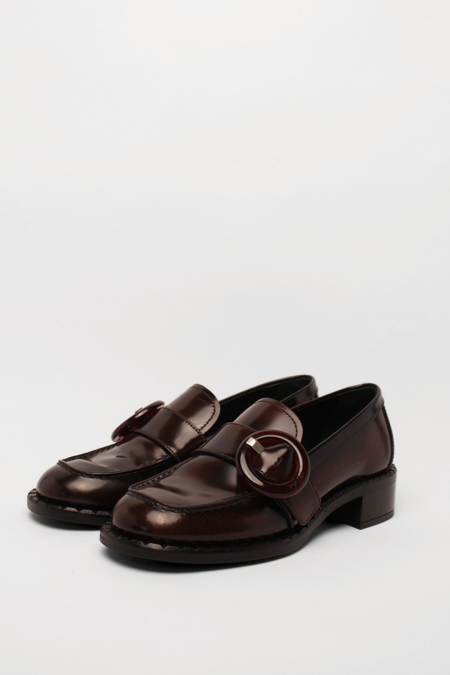 Prada Chocolate Buckle Loafers Size 36