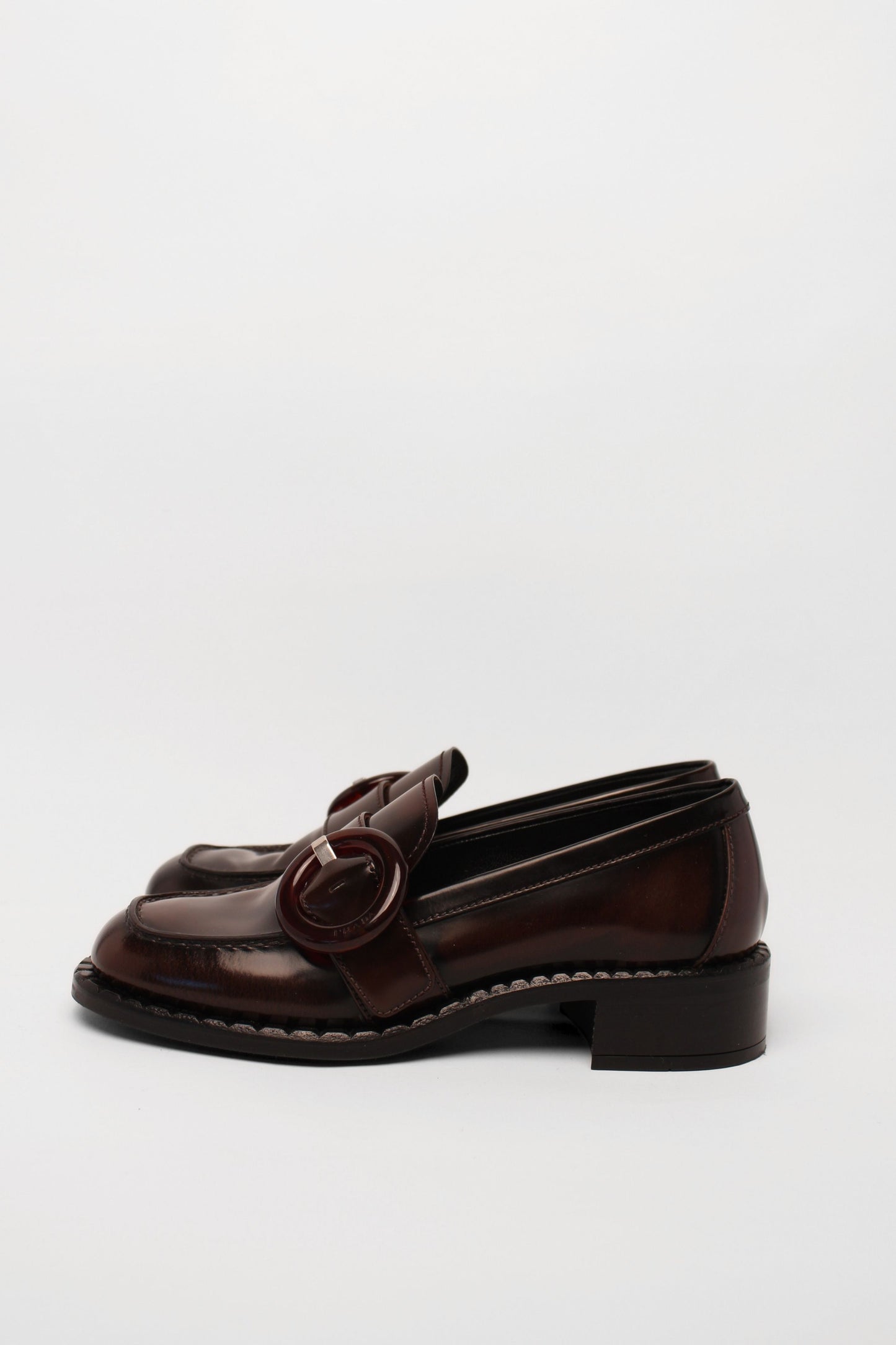 Prada Chocolate Buckle Loafers Size 36