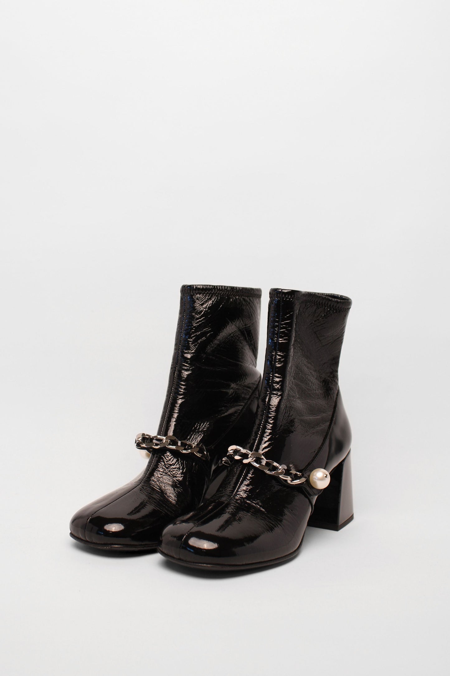 Miu Miu Black Stretch Patent Boots Size 36.5
