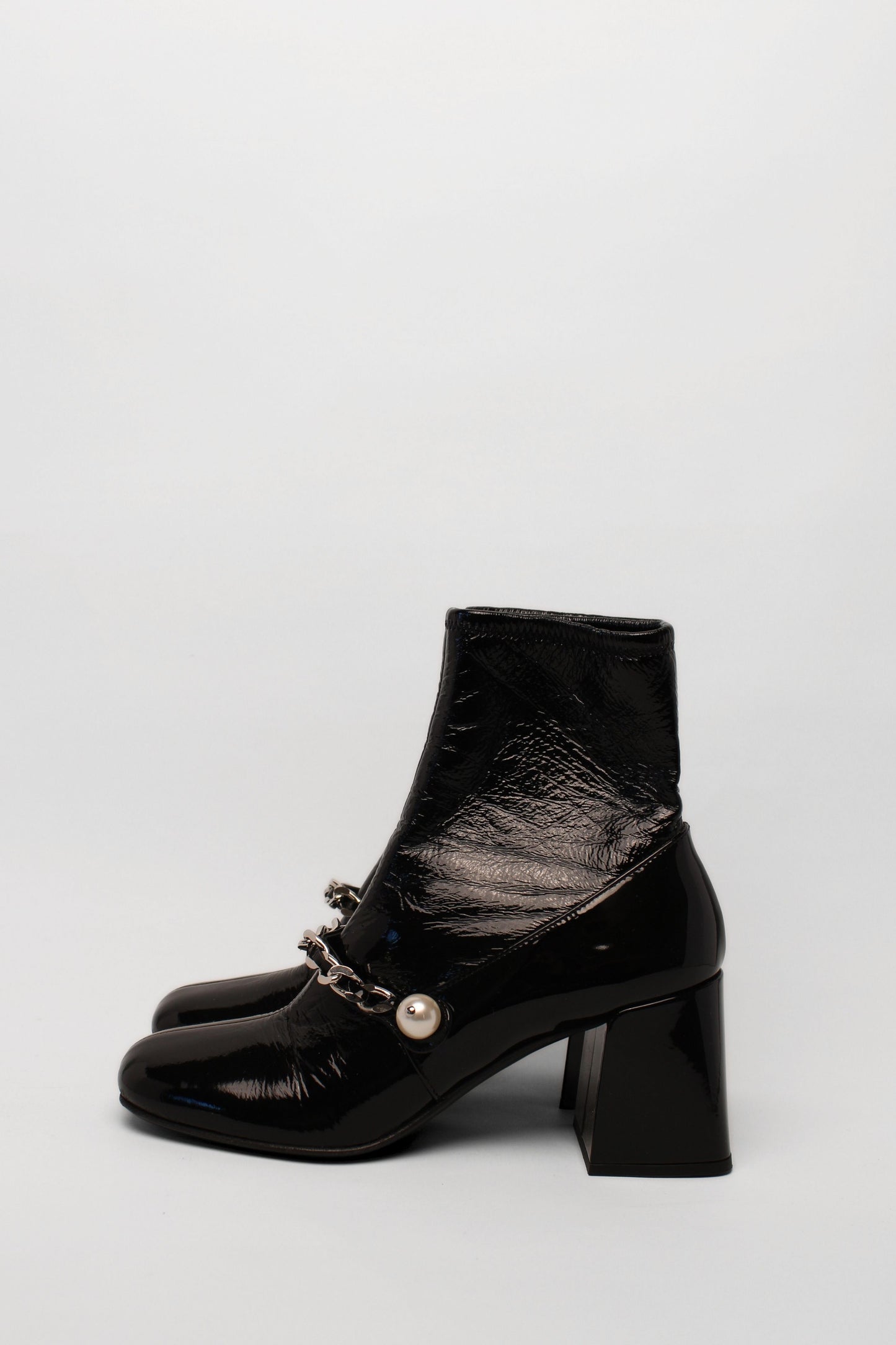 Miu Miu Black Stretch Patent Boots Size 36.5