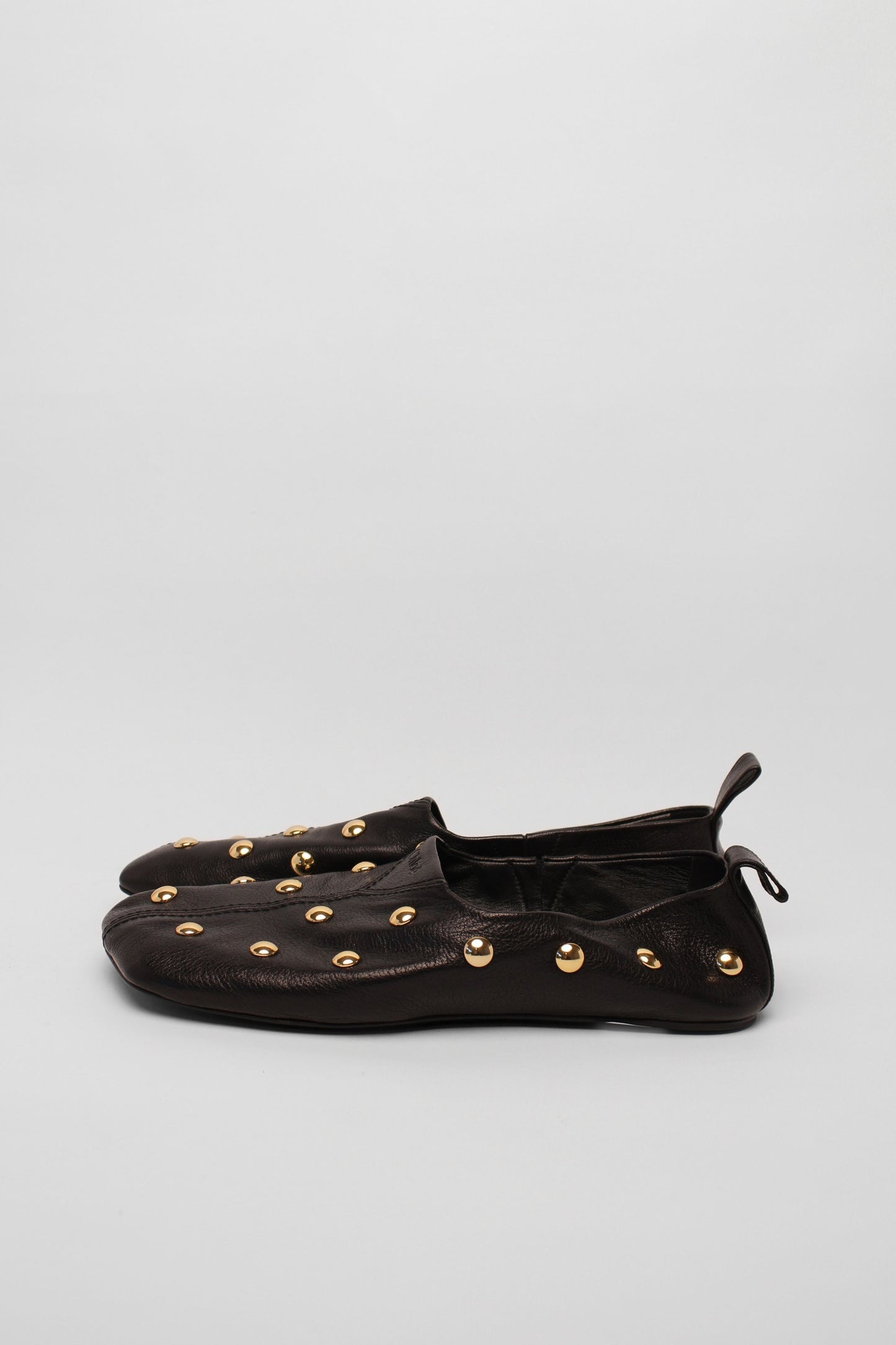 Chloe Black Gold Stud Flats Size 40