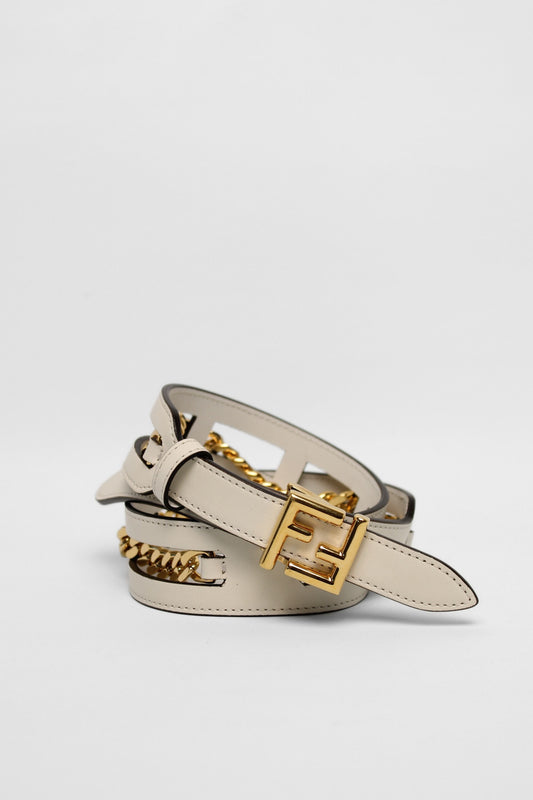 Fendi White Gold Chain Belt Size 75