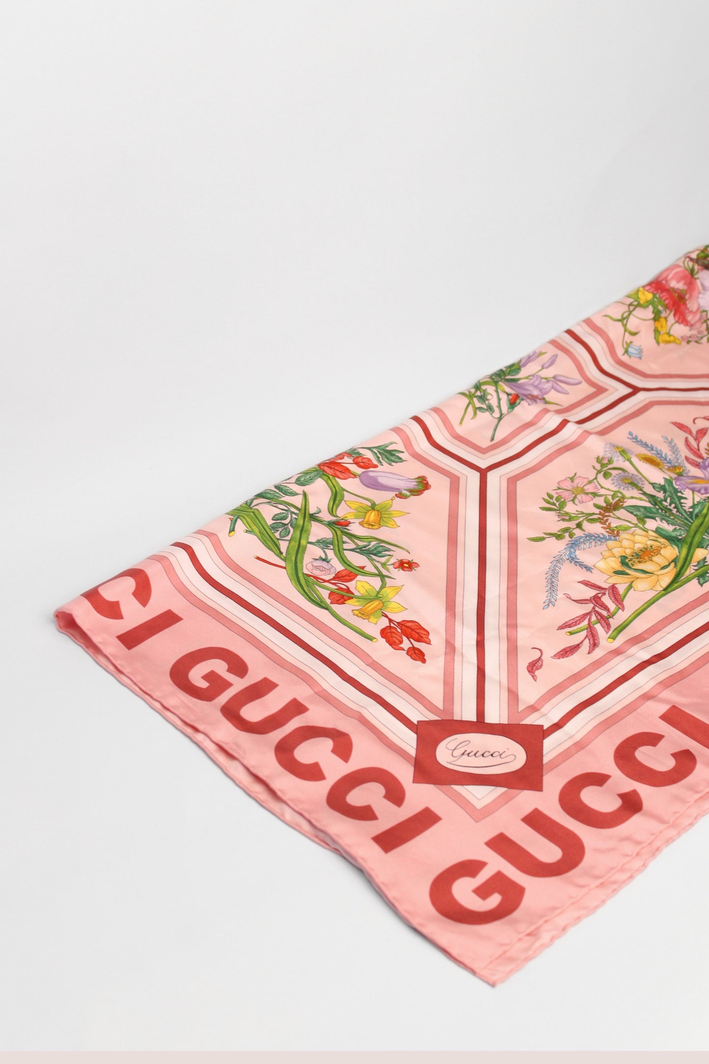 Gucci Pink Print Silk Scarf