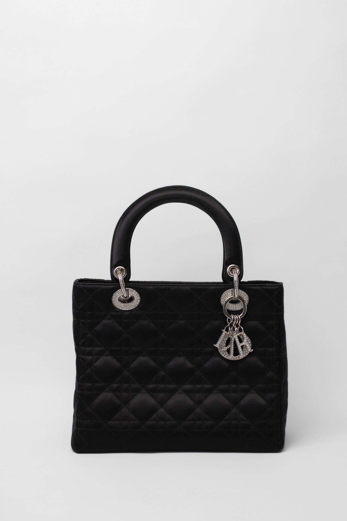 Dior Lady Black Satin Crystal Bag
