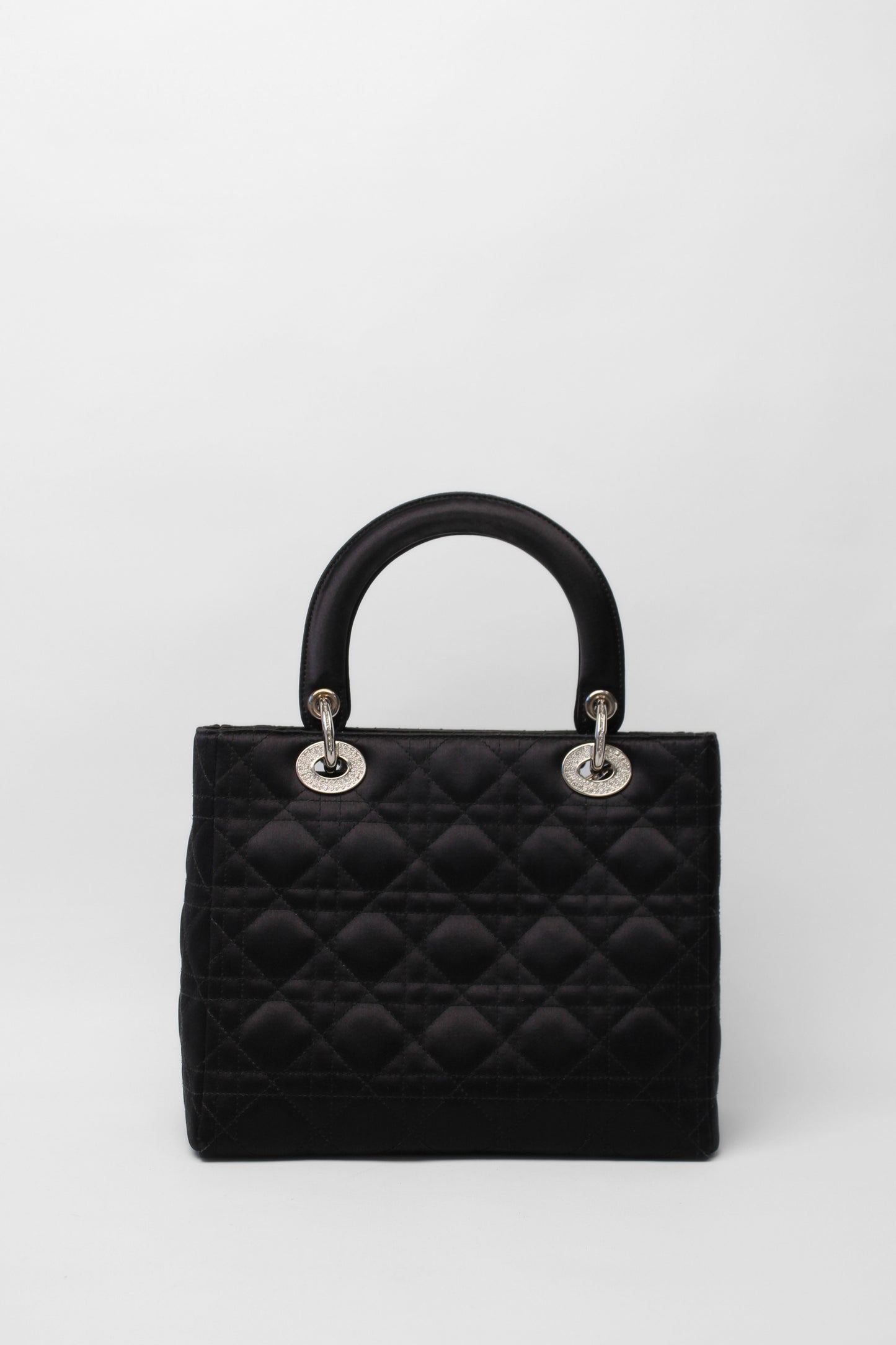 Dior Lady Black Satin Crystal Bag