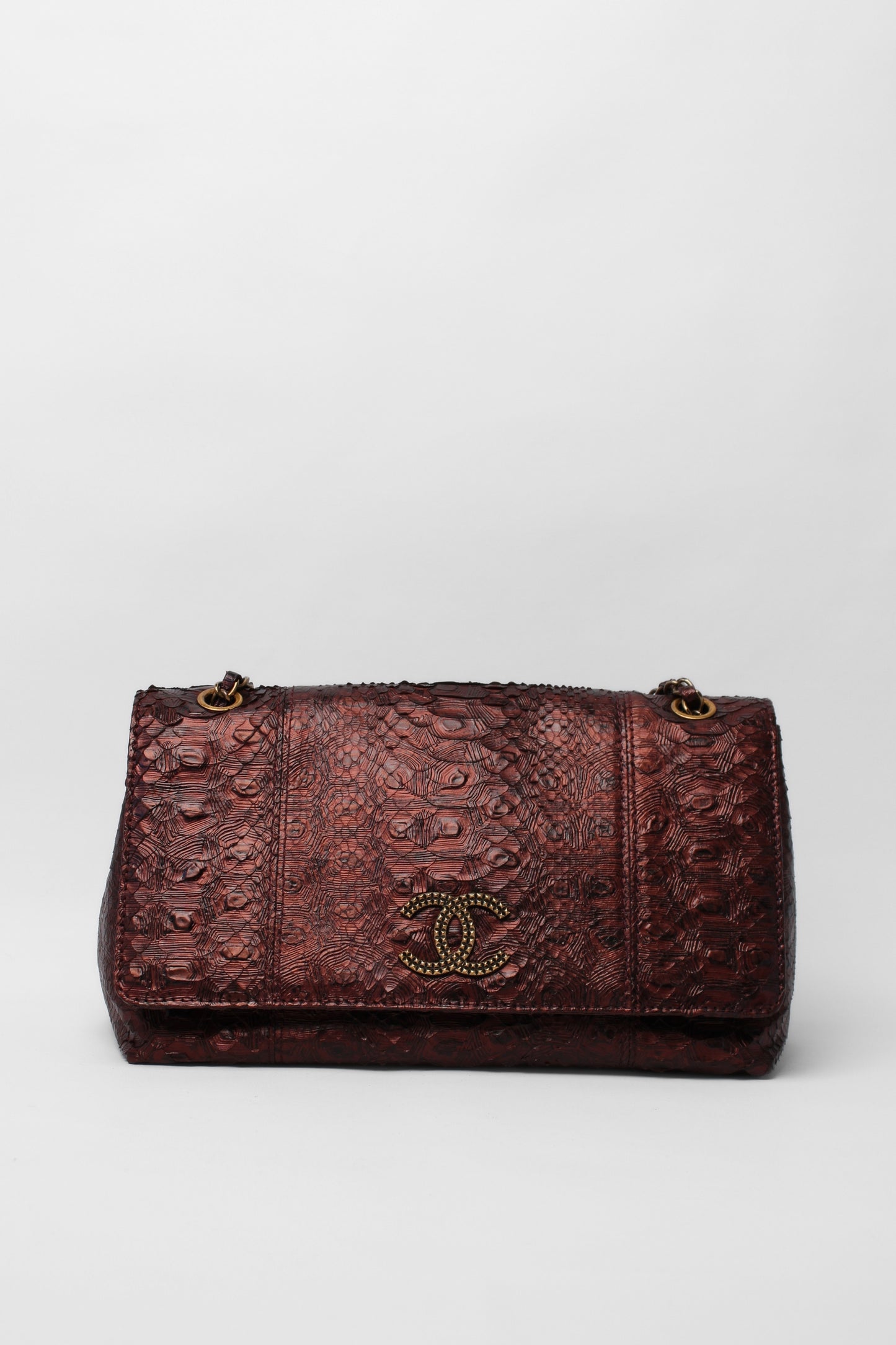 Chanel Burgundy Python Flap Bag