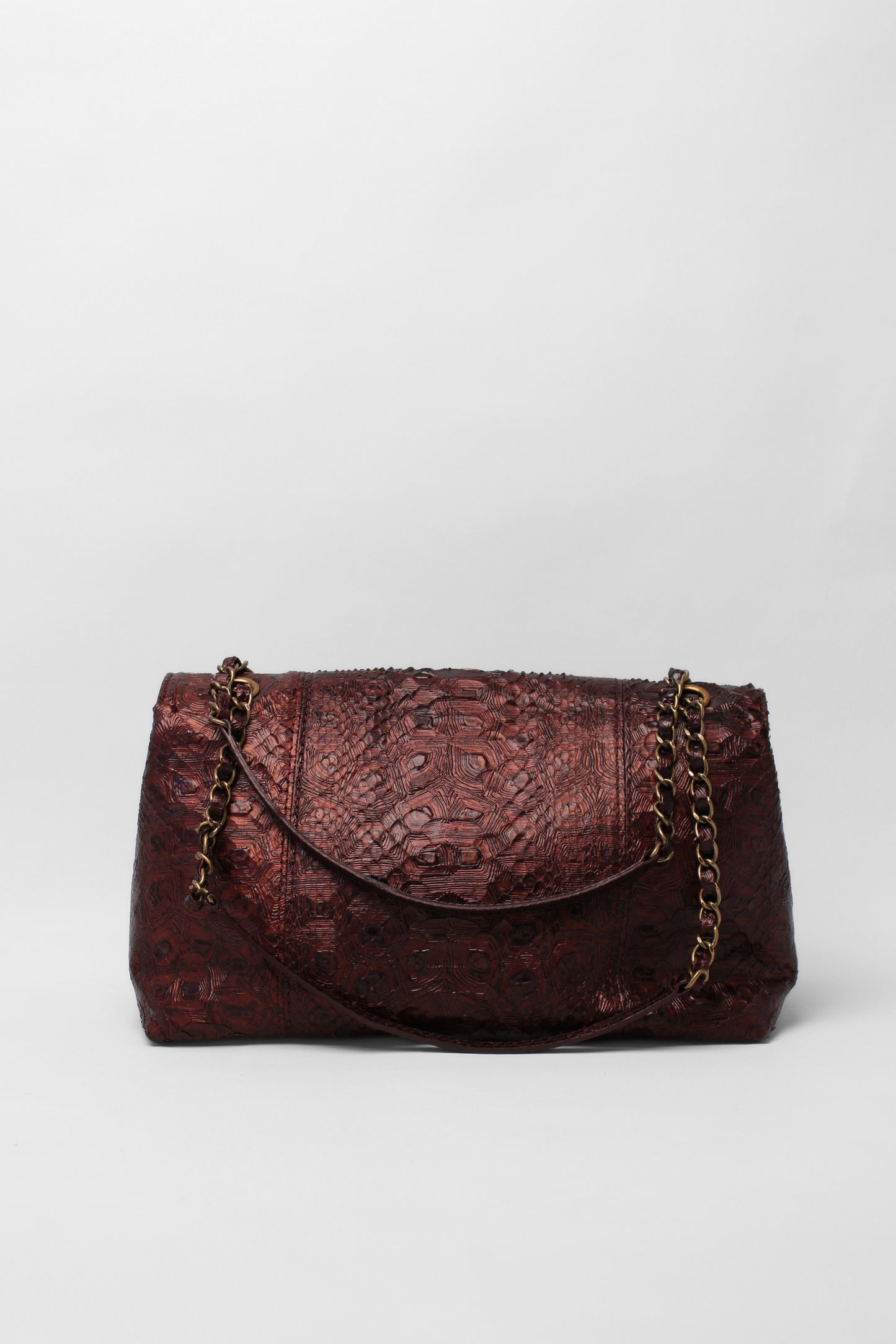 Chanel Burgundy Python Flap Bag