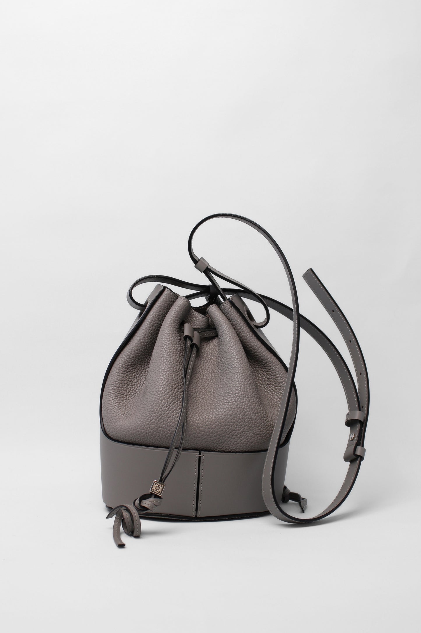 Loewe Light Grey Leather Balloon crossbody and short handle bag