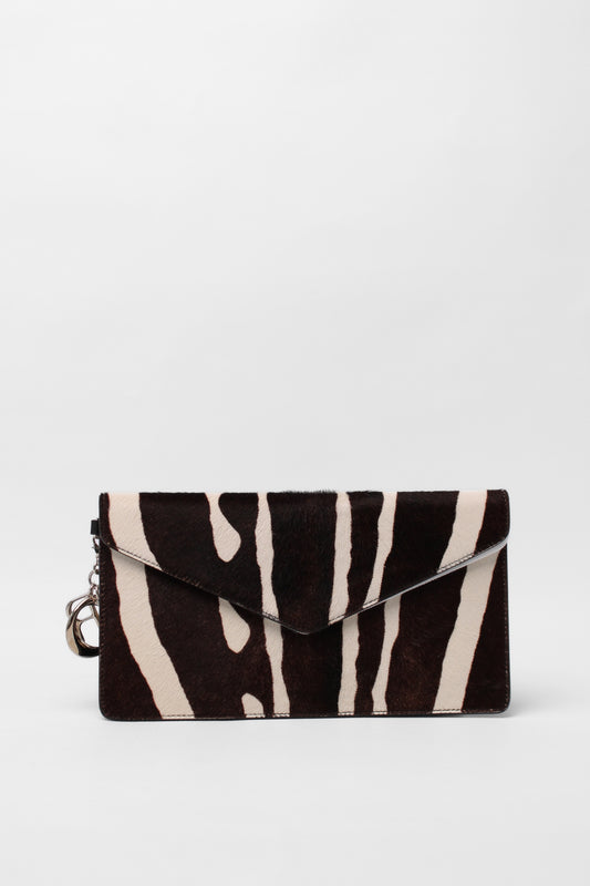 Christian Dior Zebra Pony Hair Diorissimo  Clutch Bag