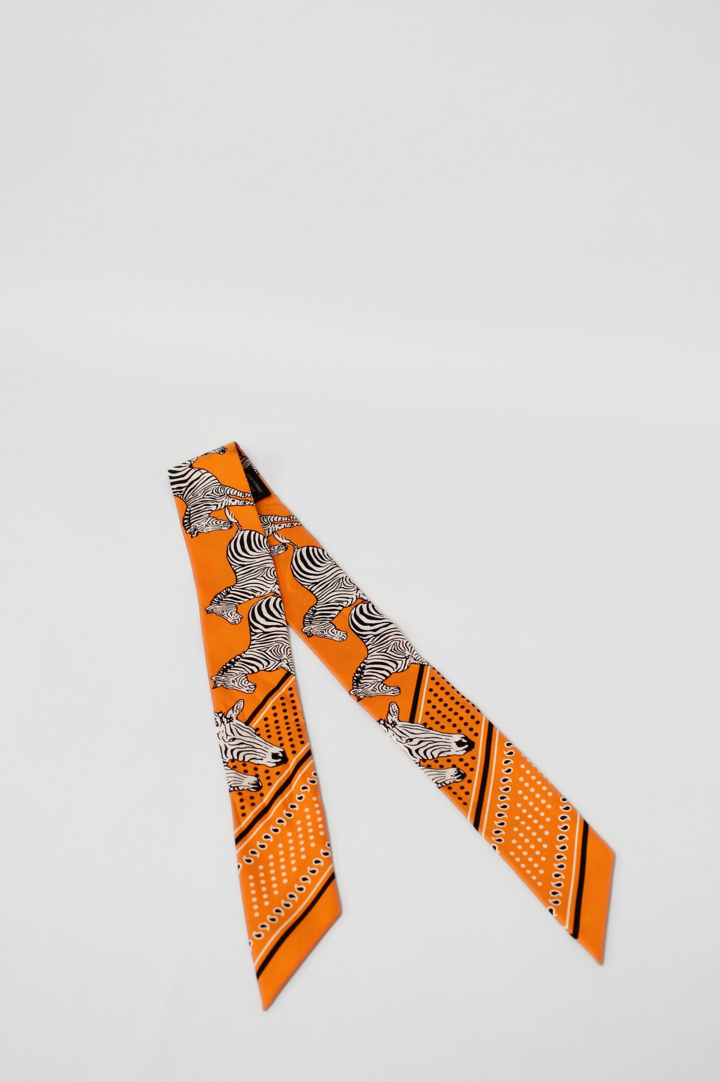 Hermes Orange Silk Zebra Twilly